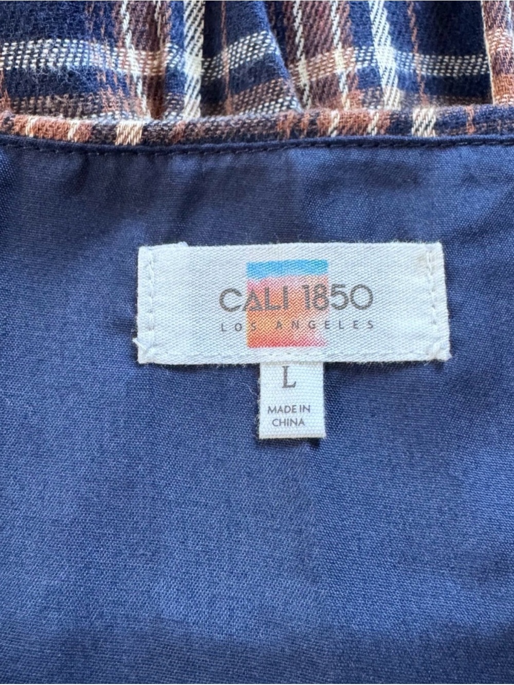Cali1850 Y2K Low-rise Tiered Plaid Mini Skirt in Navy and Brown,Size Large - Picture 4 of 6